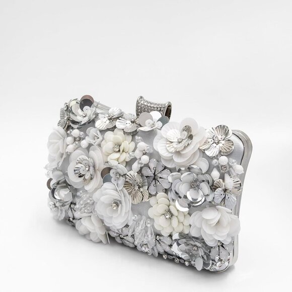 Elegant Floral Beaded Evening Bag - 3D Design Clutch for Weddings & Parties - Picture 7 of 7